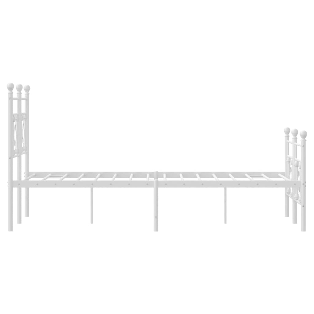 vidaXL Metal Bed Frame without Mattress with Footboard White 120x190cm 6