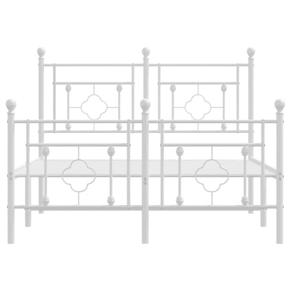 vidaXL Metal Bed Frame without Mattress with Footboard White 120x200cm 5