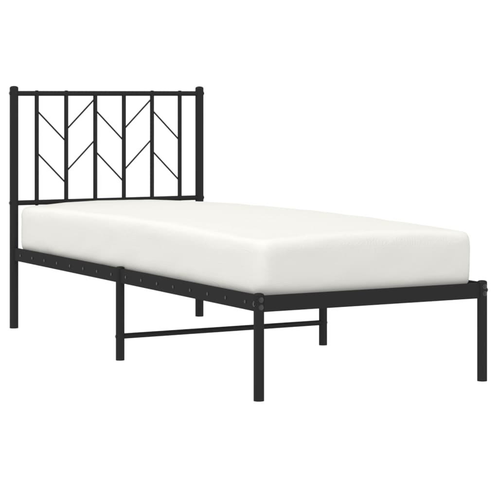 vidaXL Metal Bed Frame without Mattress with Headboard Black 75x190cm 3