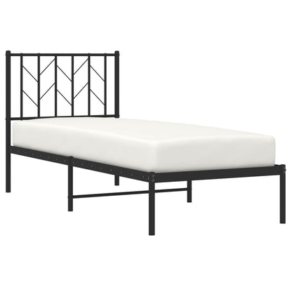 vidaXL Metal Bed Frame without Mattress with Headboard Black 75x190cm 3