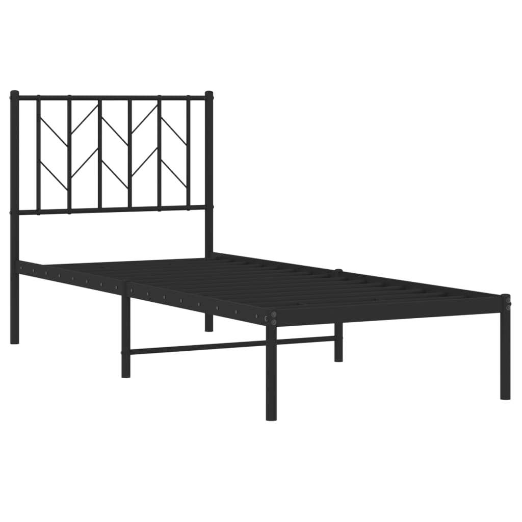 vidaXL Metal Bed Frame without Mattress with Headboard Black 75x190cm 4