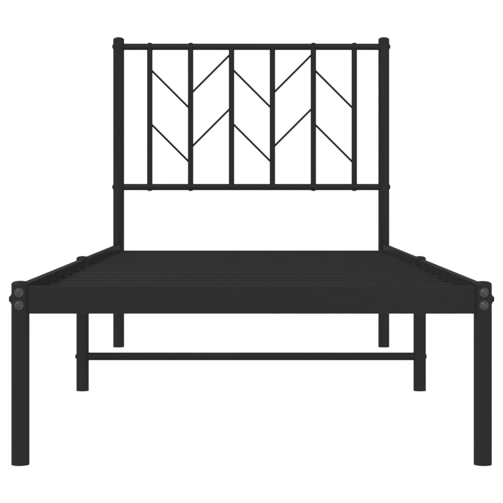 vidaXL Metal Bed Frame without Mattress with Headboard Black 75x190cm 5