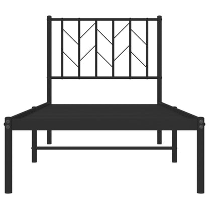 vidaXL Metal Bed Frame without Mattress with Headboard Black 75x190cm 5