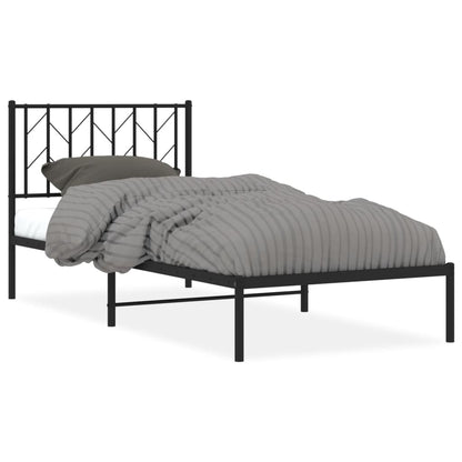 vidaXL Metal Bed Frame without Mattress with Headboard Black 90x190cm 2