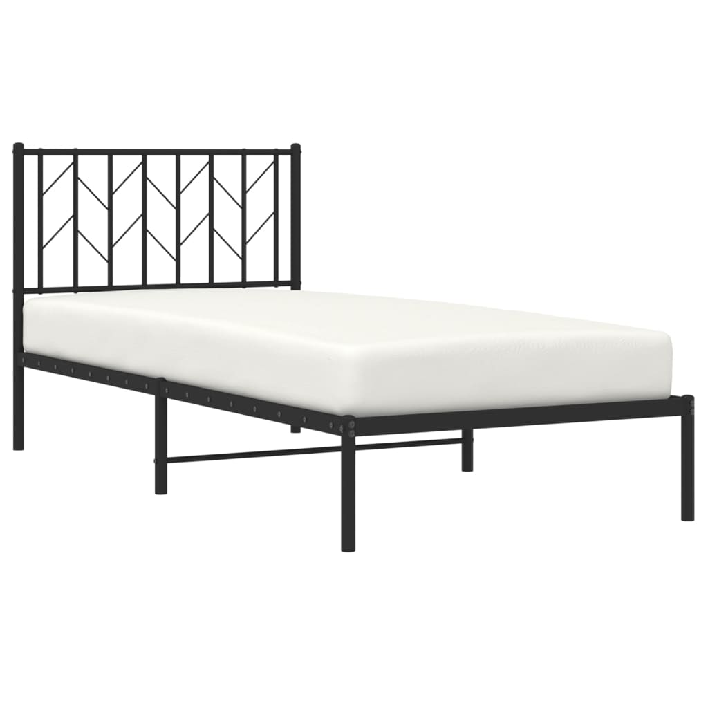 vidaXL Metal Bed Frame without Mattress with Headboard Black 90x190cm 3