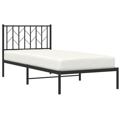 vidaXL Metal Bed Frame without Mattress with Headboard Black 90x190cm 3
