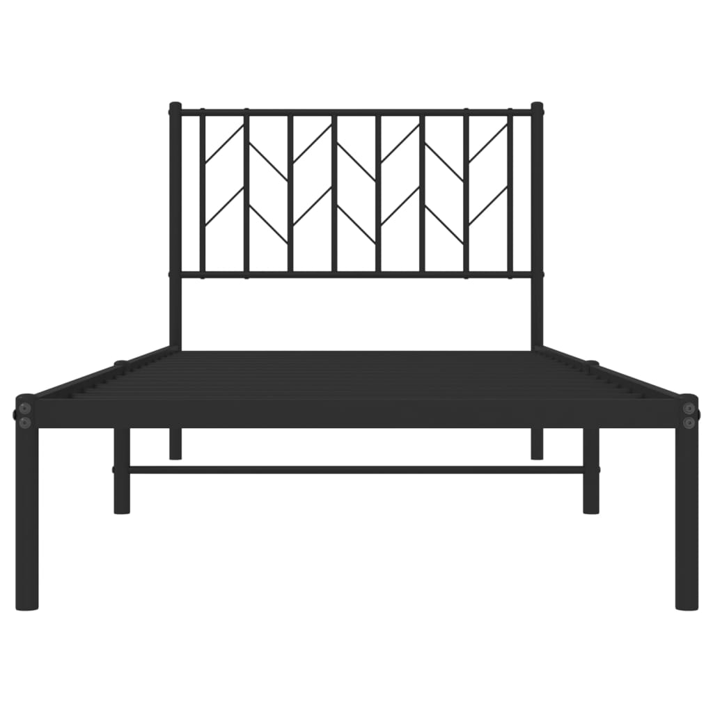 vidaXL Metal Bed Frame without Mattress with Headboard Black 90x190cm 5