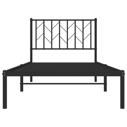 vidaXL Metal Bed Frame without Mattress with Headboard Black 90x190cm 5