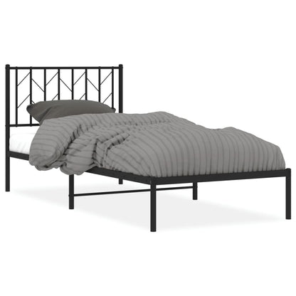 vidaXL Metal Bed Frame without Mattress with Headboard Black 90x200cm 2