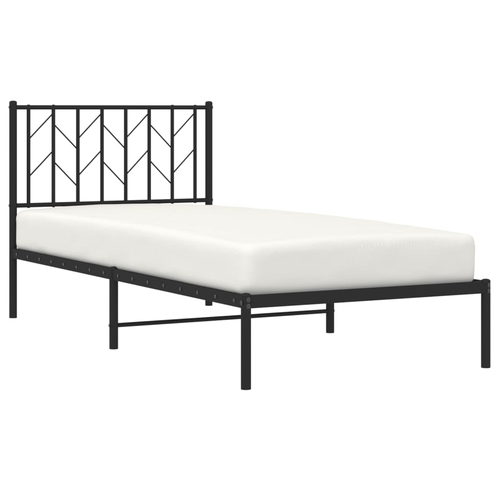 vidaXL Metal Bed Frame without Mattress with Headboard Black 90x200cm 3