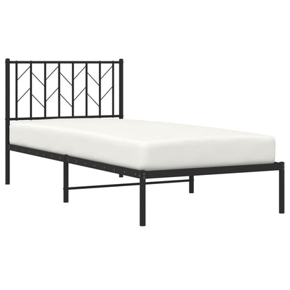 vidaXL Metal Bed Frame without Mattress with Headboard Black 90x200cm 3