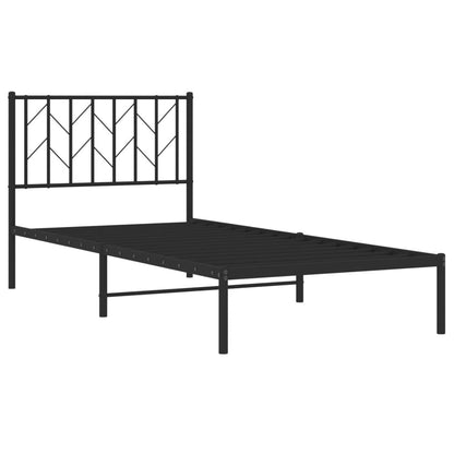 vidaXL Metal Bed Frame without Mattress with Headboard Black 90x200cm 4