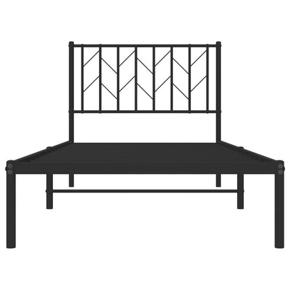 vidaXL Metal Bed Frame without Mattress with Headboard Black 90x200cm 5