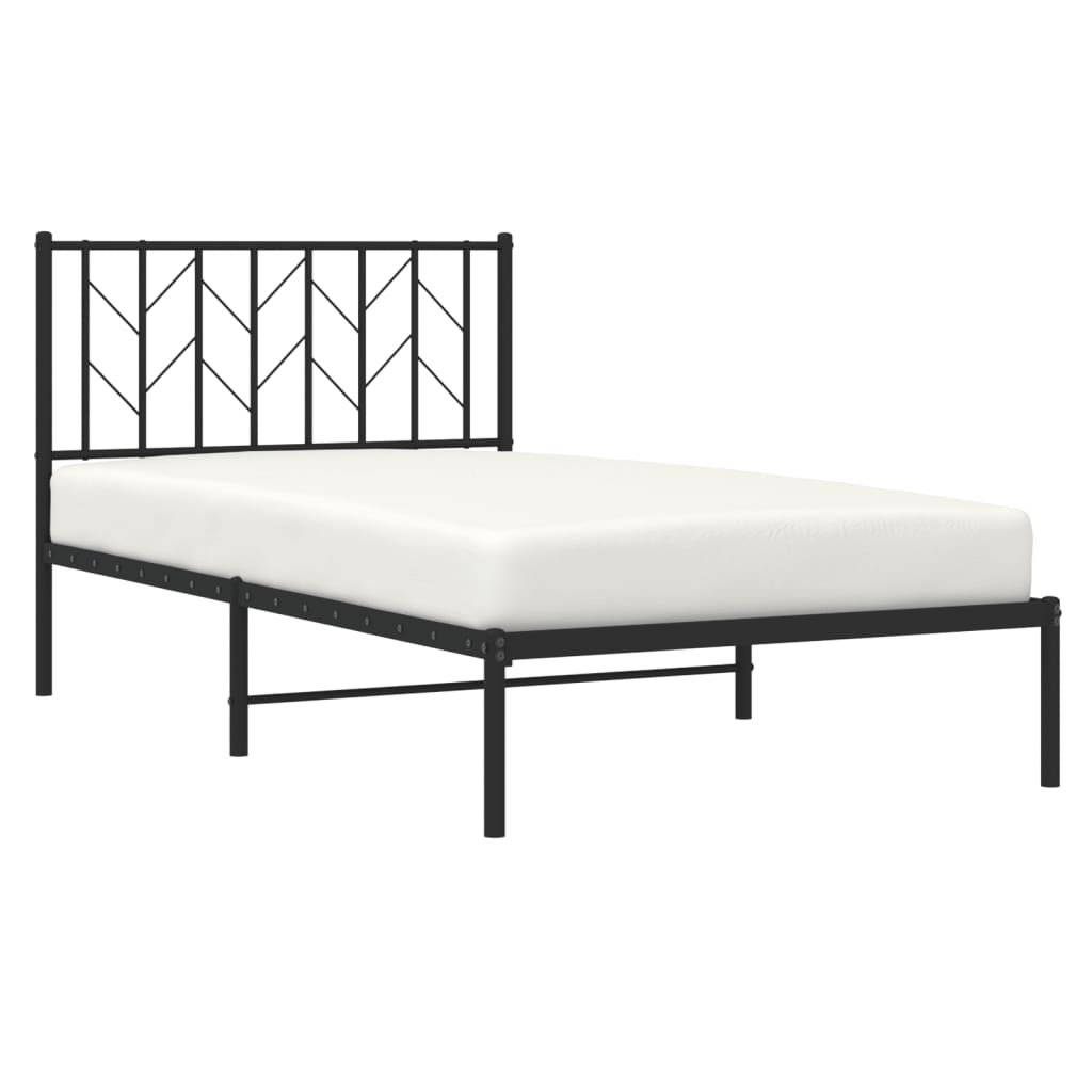 vidaXL Metal Bed Frame without Mattress with Headboard Black 100x190cm 3