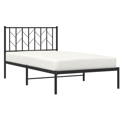 vidaXL Metal Bed Frame without Mattress with Headboard Black 100x190cm 3