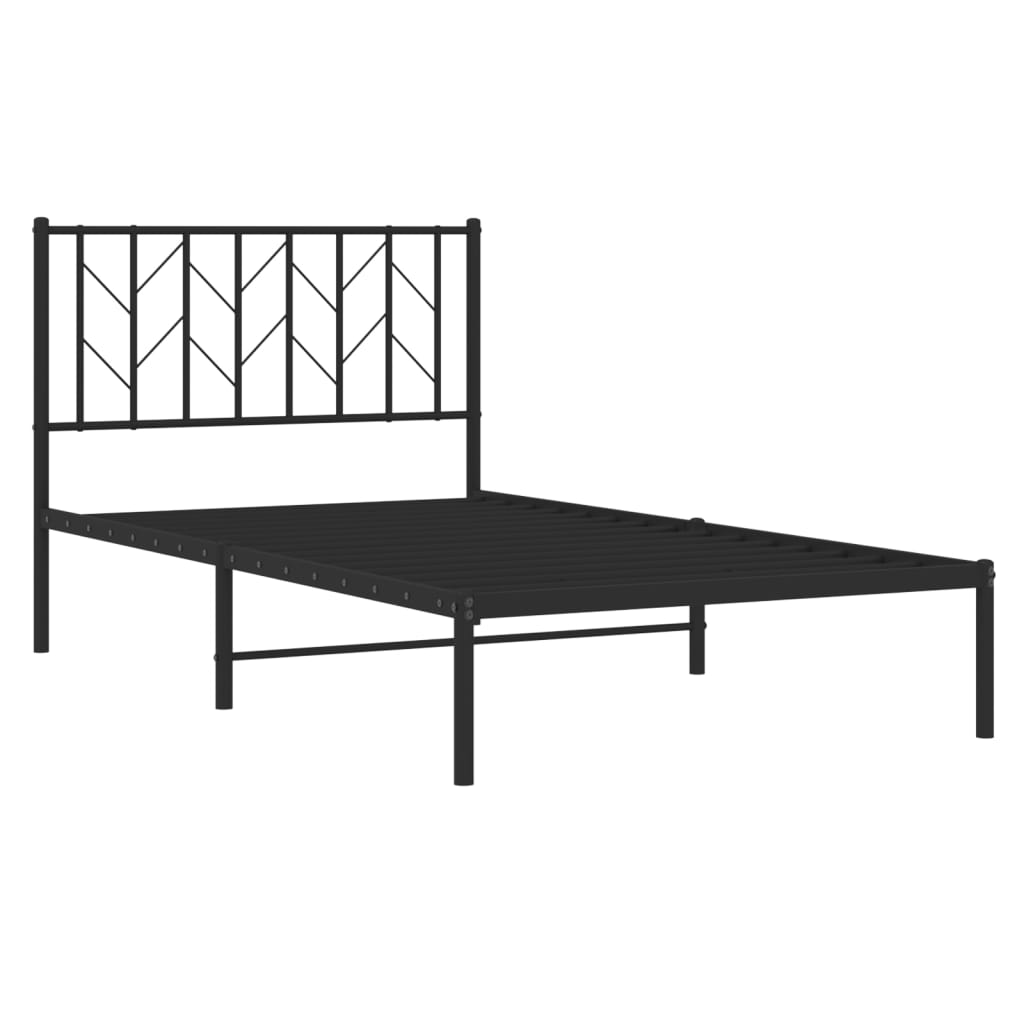 vidaXL Metal Bed Frame without Mattress with Headboard Black 100x190cm 4