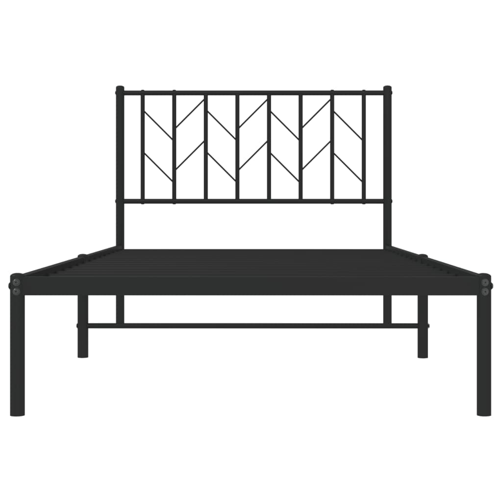 vidaXL Metal Bed Frame without Mattress with Headboard Black 100x190cm 5