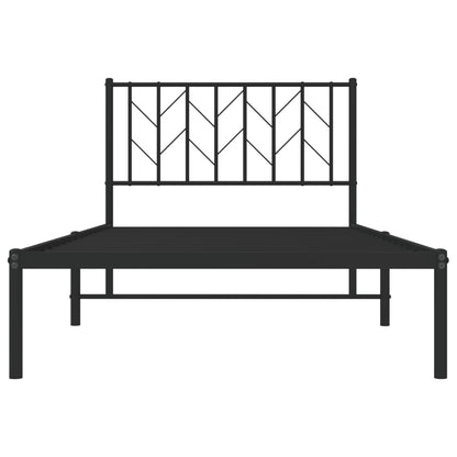 vidaXL Metal Bed Frame without Mattress with Headboard Black 100x190cm 5