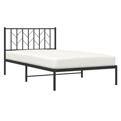 vidaXL Metal Bed Frame without Mattress with Headboard Black 107x203cm 3