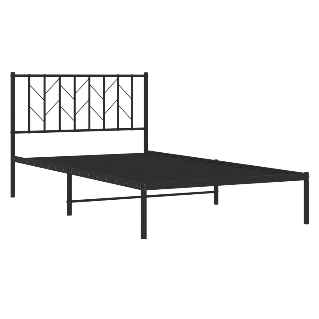 vidaXL Metal Bed Frame without Mattress with Headboard Black 107x203cm 4