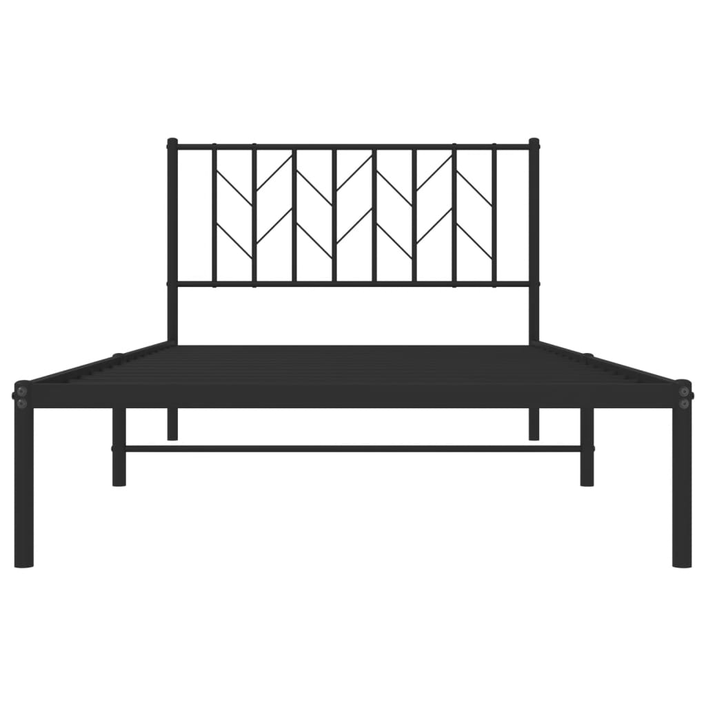 vidaXL Metal Bed Frame without Mattress with Headboard Black 107x203cm 5