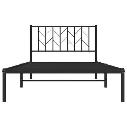 vidaXL Metal Bed Frame without Mattress with Headboard Black 107x203cm 5