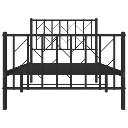 vidaXL Metal Bed Frame without Mattress with Footboard Black 90x190cm 5