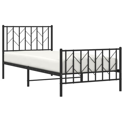 vidaXL Metal Bed Frame without Mattress with Footboard Black 90x200cm 3