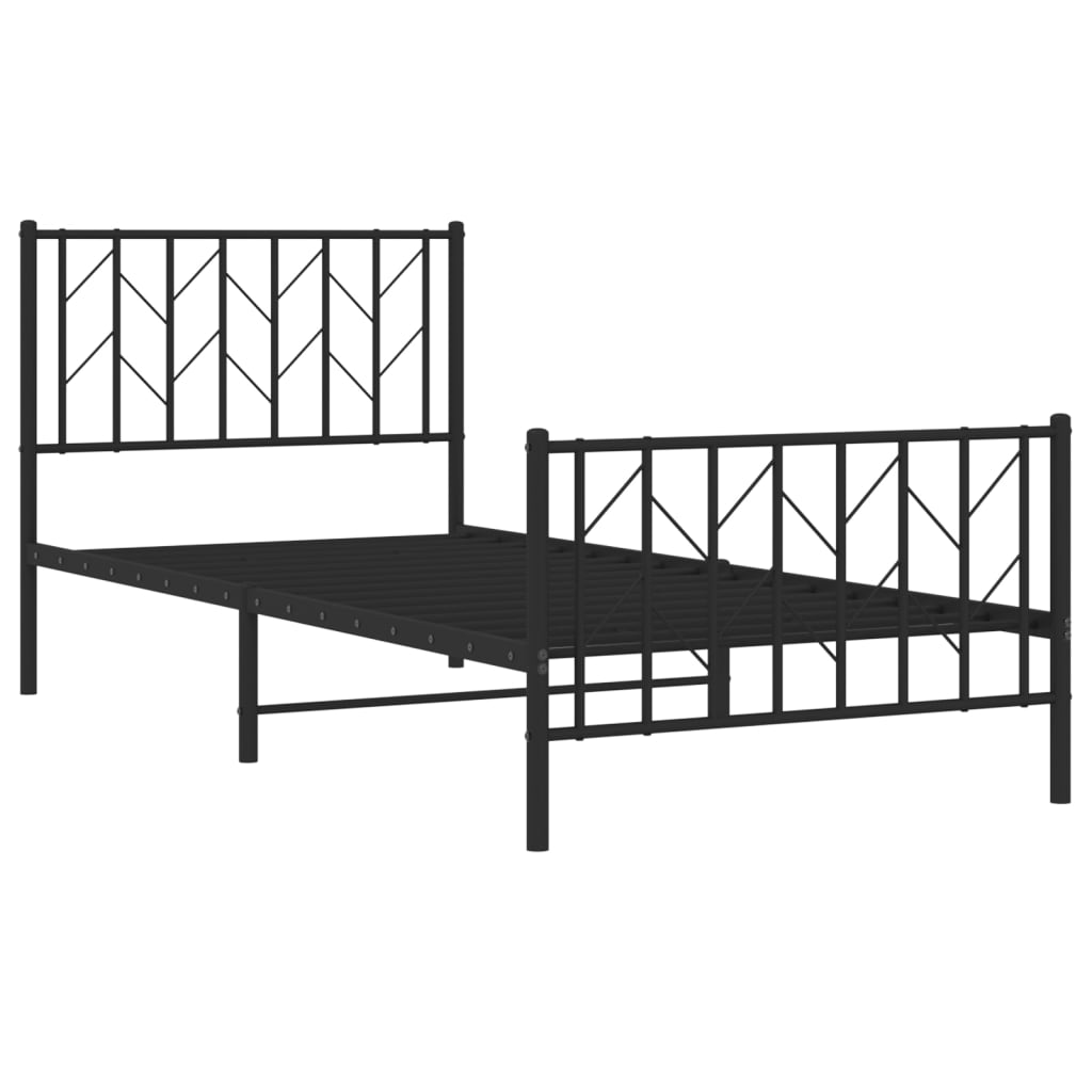 vidaXL Metal Bed Frame without Mattress with Footboard Black 90x200cm 4
