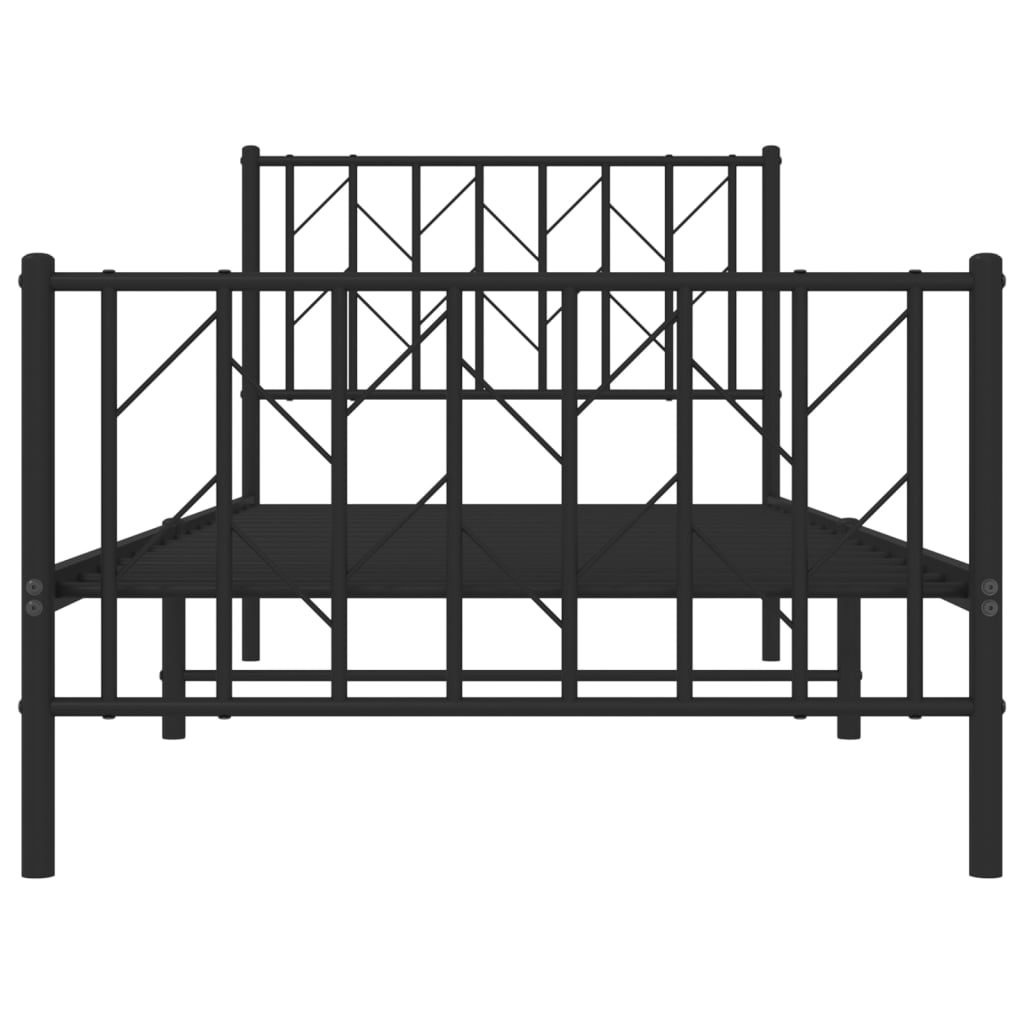 vidaXL Metal Bed Frame without Mattress with Footboard Black 90x200cm 5