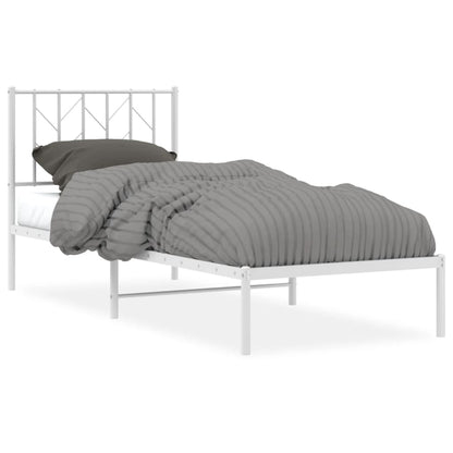 vidaXL Metal Bed Frame without Mattress with Headboard White 80x200cm 2