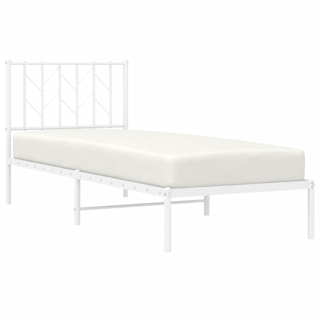 vidaXL Metal Bed Frame without Mattress with Headboard White 80x200cm 3