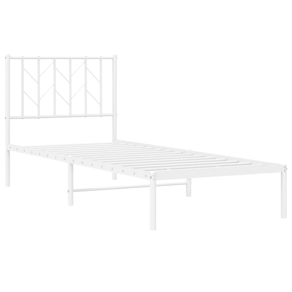 vidaXL Metal Bed Frame without Mattress with Headboard White 80x200cm 4