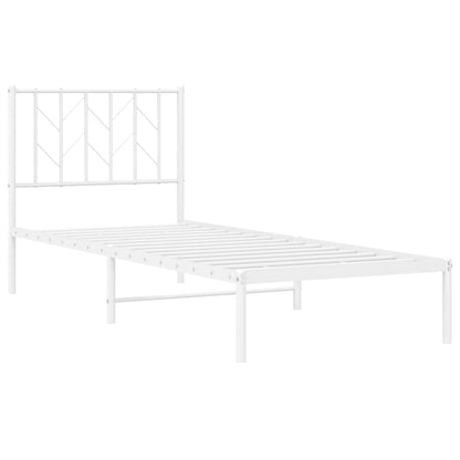 vidaXL Metal Bed Frame without Mattress with Headboard White 80x200cm 4