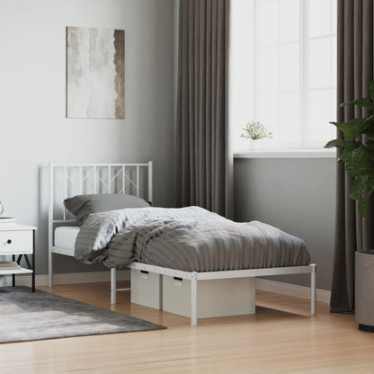vidaXL Metal Bed Frame without Mattress with Headboard White 80x200cm 1
