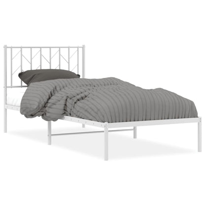vidaXL Metal Bed Frame without Mattress with Headboard White 90x190cm 2