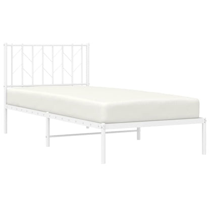 vidaXL Metal Bed Frame without Mattress with Headboard White 90x190cm 3