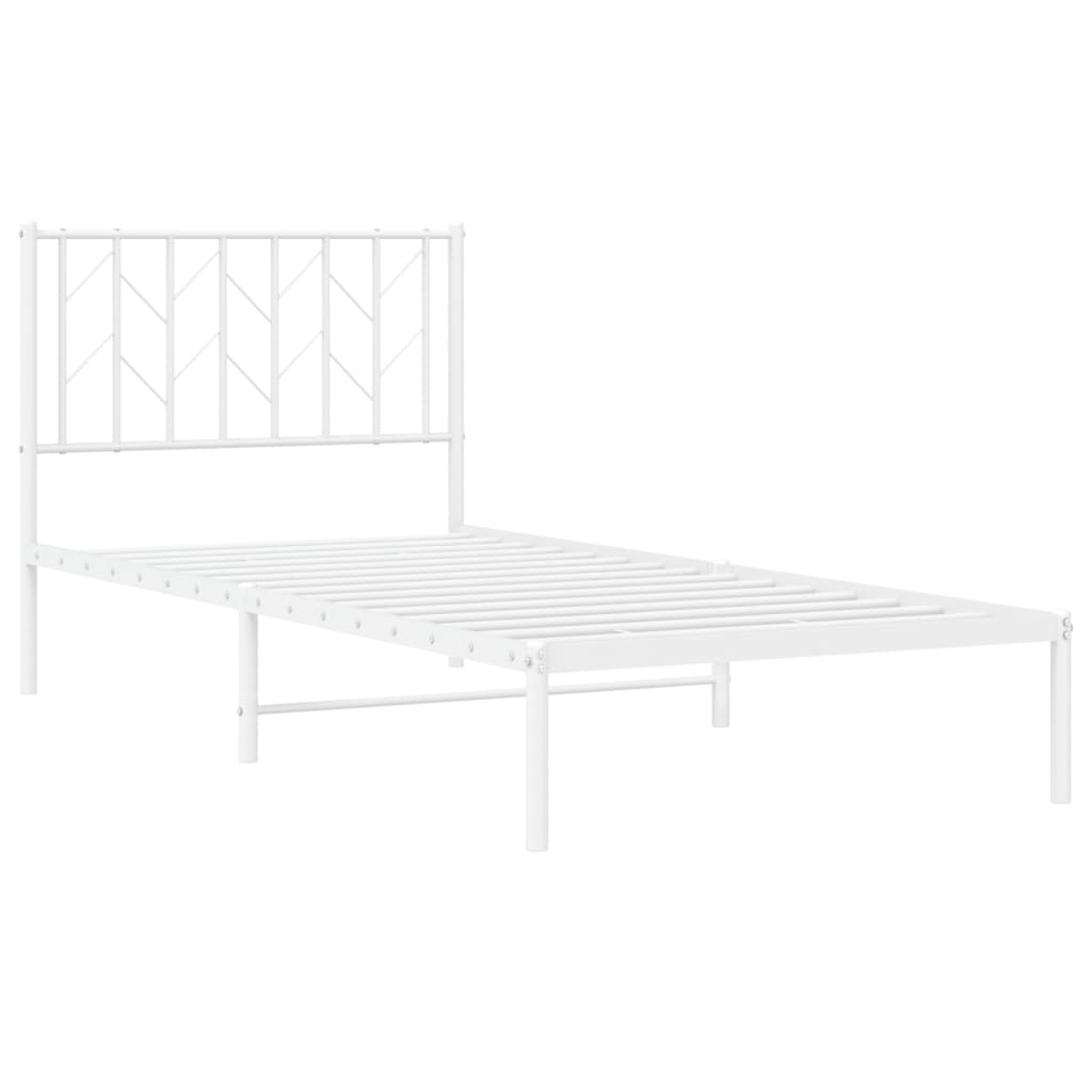 vidaXL Metal Bed Frame without Mattress with Headboard White 90x190cm 4