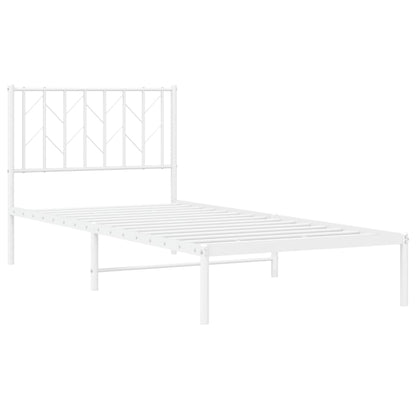 vidaXL Metal Bed Frame without Mattress with Headboard White 90x190cm 4