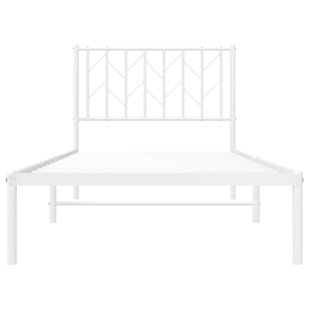 vidaXL Metal Bed Frame without Mattress with Headboard White 90x190cm 5
