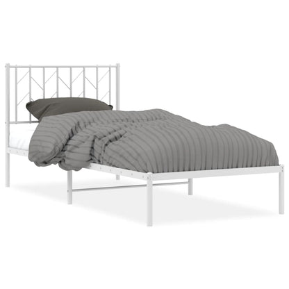 vidaXL Metal Bed Frame without Mattress with Headboard White 90x200cm 2