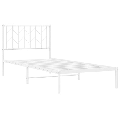 vidaXL Metal Bed Frame without Mattress with Headboard White 90x200cm 4