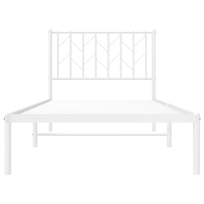 vidaXL Metal Bed Frame without Mattress with Headboard White 90x200cm 5