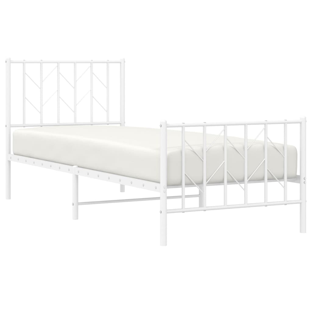 vidaXL Metal Bed Frame without Mattress with Footboard White 80x200cm 3
