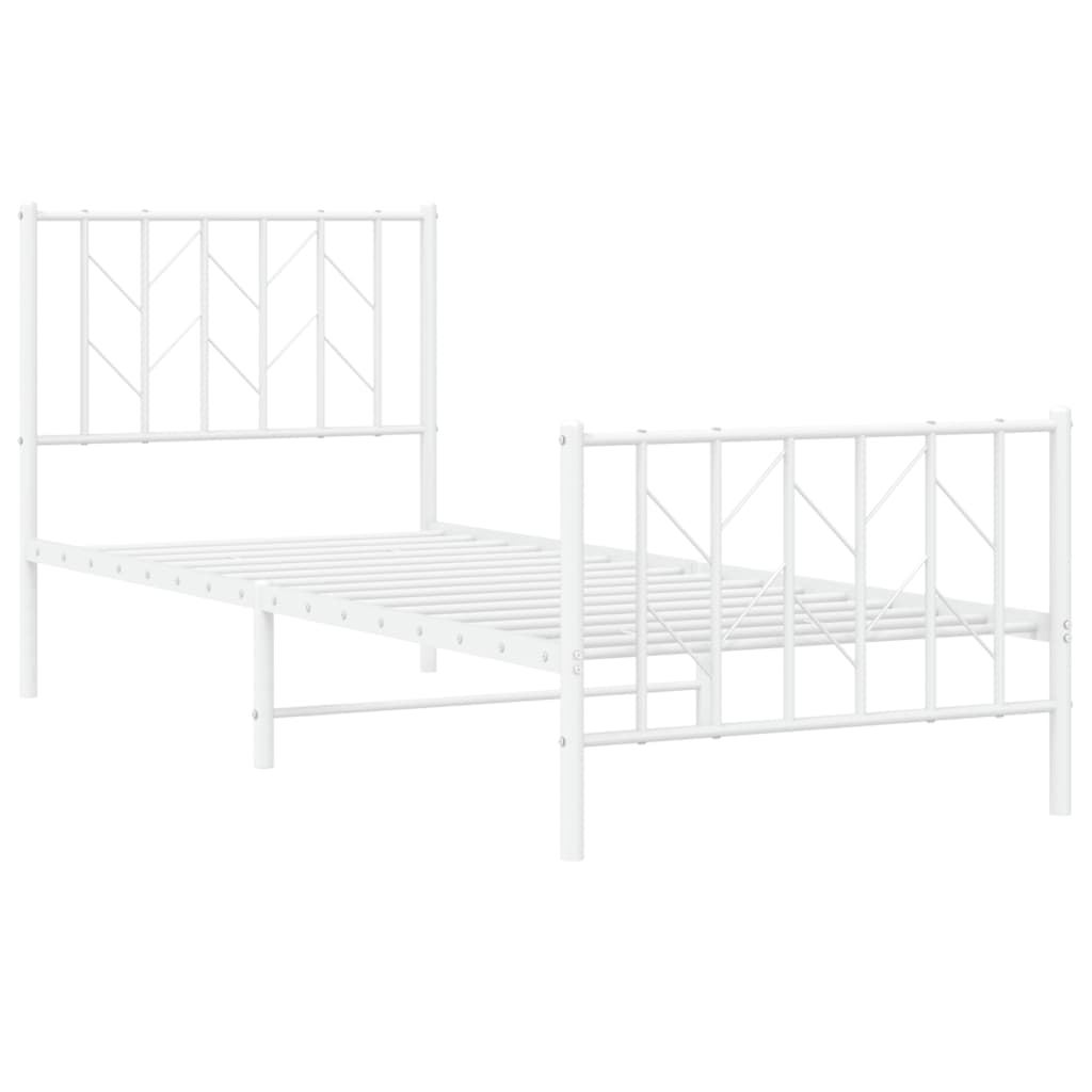 vidaXL Metal Bed Frame without Mattress with Footboard White 80x200cm 4
