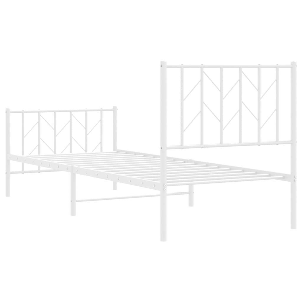 vidaXL Metal Bed Frame without Mattress with Footboard White 80x200cm 6