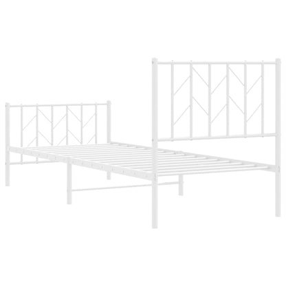 vidaXL Metal Bed Frame without Mattress with Footboard White 80x200cm 6