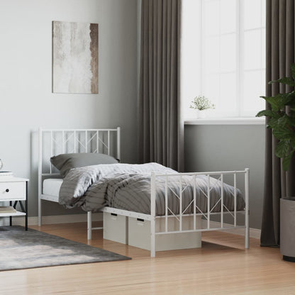 vidaXL Metal Bed Frame without Mattress with Footboard White 80x200cm 1