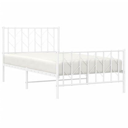 vidaXL Metal Bed Frame without Mattress with Footboard White 100x190cm 3