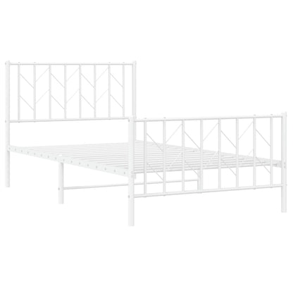 vidaXL Metal Bed Frame without Mattress with Footboard White 100x190cm 4